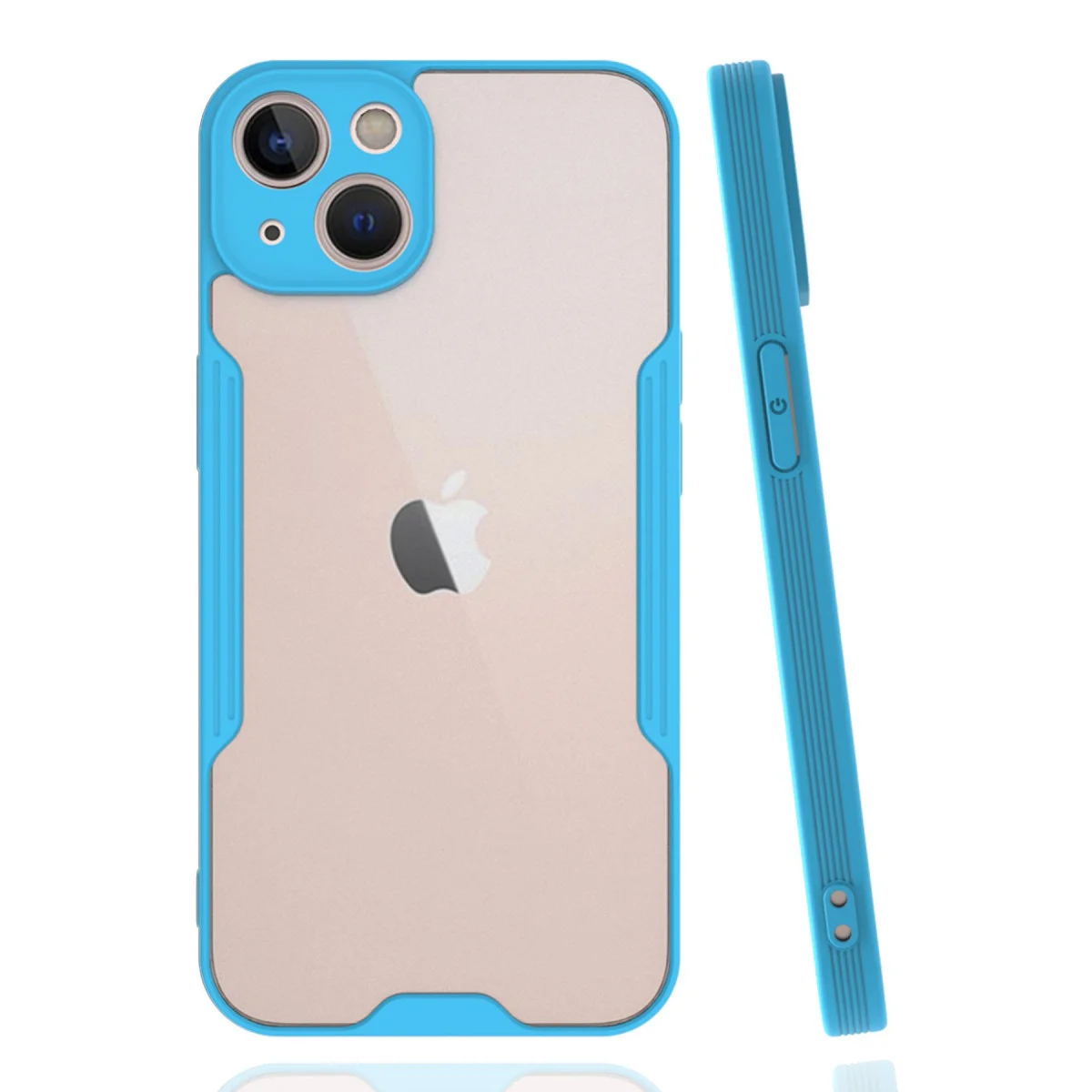 iPhone 14 Plus Platin Silikon Kılıf Mavi - TPU Fiber Karışımı Koruma Kılıfı