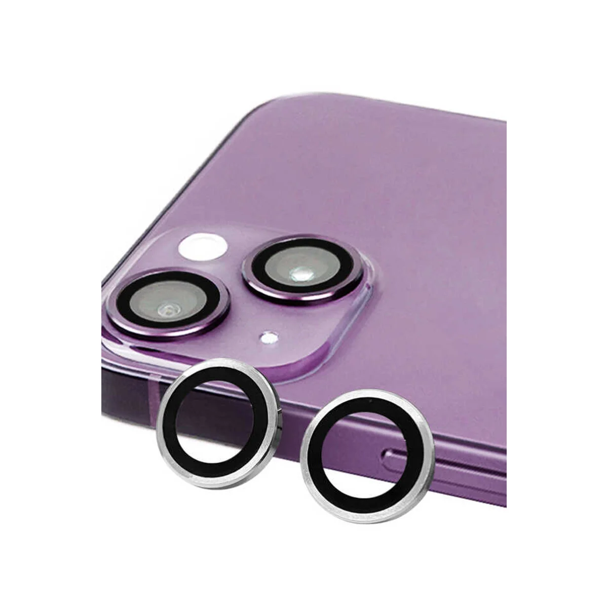 iPhone 14 Plus Raze Metal Kamera Lens - Gümüş HD Tempered Cam