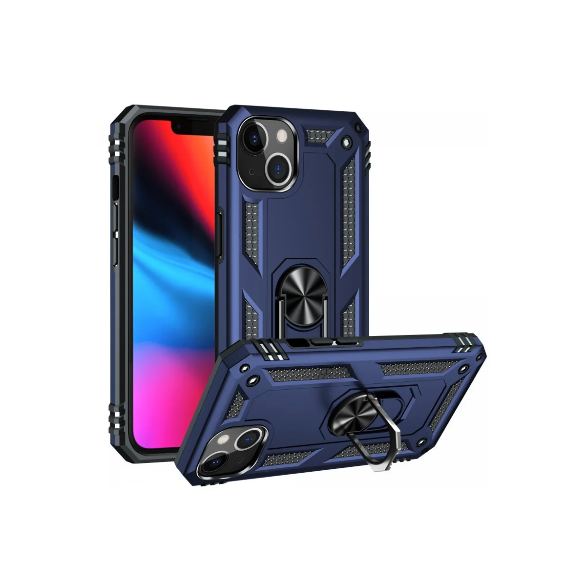 iPhone 14 Plus Sofia Yüzüklü Silikon Kılıf - Lacivert