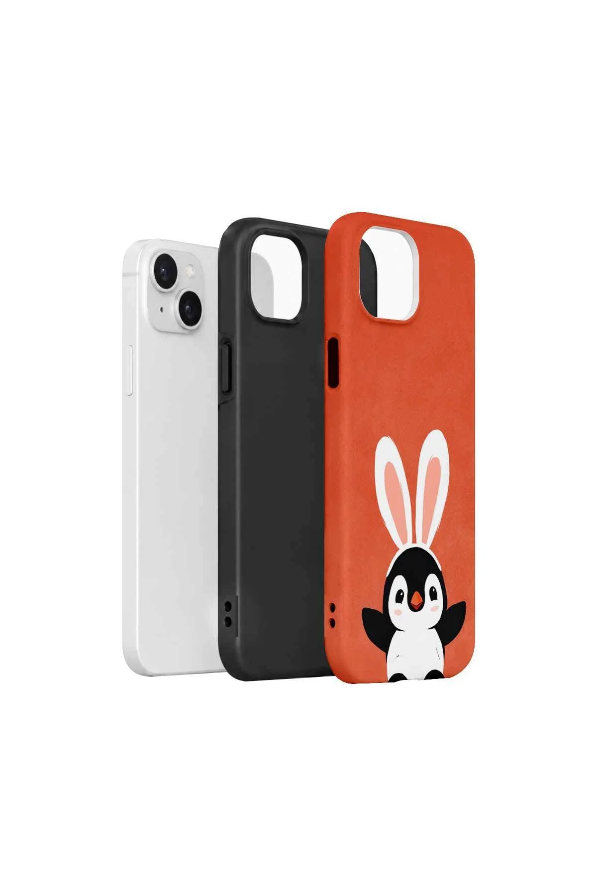 iPhone 14 Plus Vorian Çift Katmanlı Tavşan Penguenli Kılıf - Görsel 2
