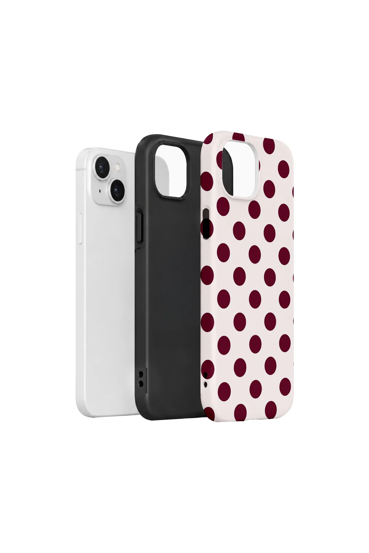 iPhone 14 Plus Vorian Çift Katmanlı Beyaz Bordo Puantiye Kılıf iPhone 14 Plus Vorian Çift Katmanlı Beyaz Bordo Puantiye Kılıf - Görsel 2
