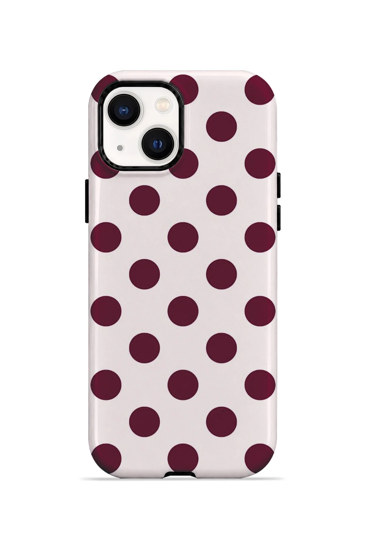 iPhone 14 Plus Vorian Çift Katmanlı Beyaz Bordo Puantiye Kılıf iPhone 14 Plus Vorian Çift Katmanlı Beyaz Bordo Puantiye Kılıf