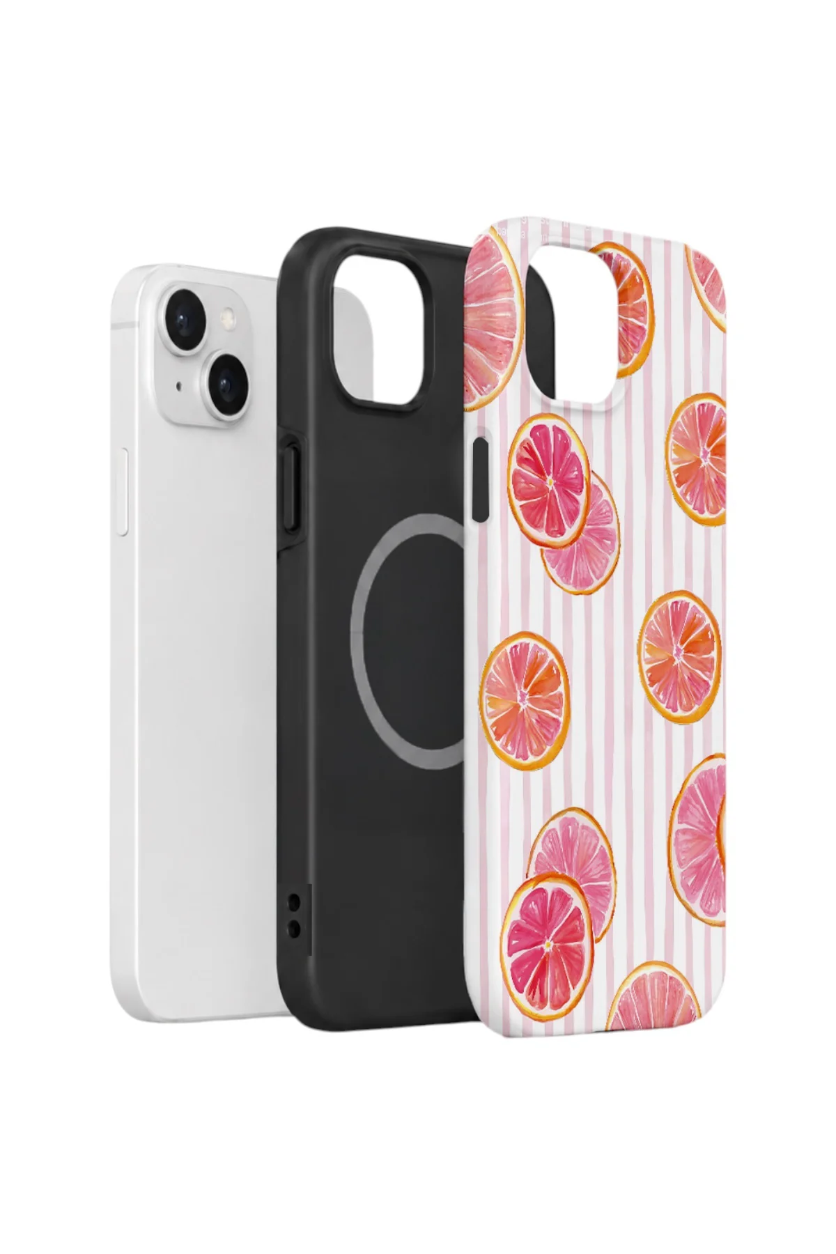 iPhone 14 Plus Vorian Çift Katmanlı MagSafe Kılıf Pink Grapefruit Garden