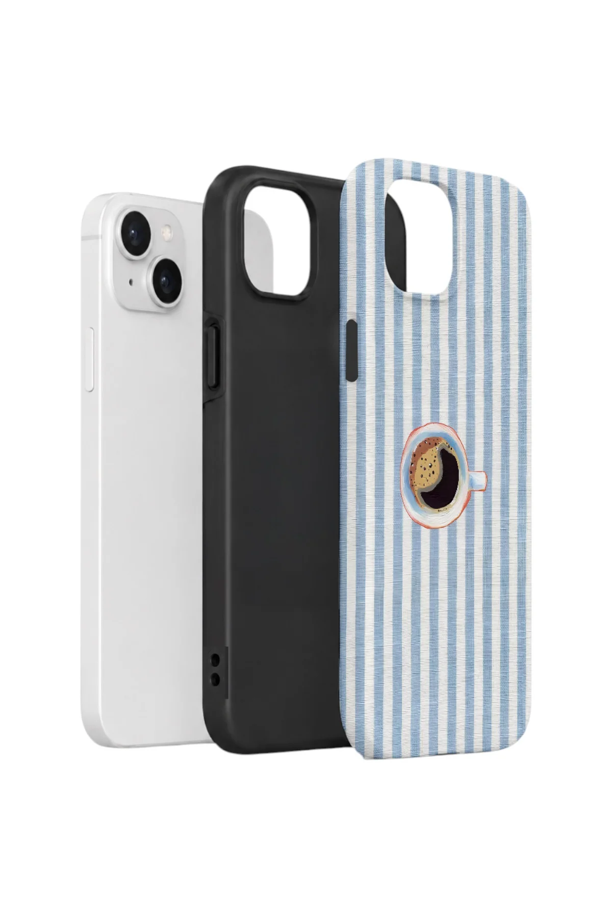 iPhone 14 Plus Vorian Çift Katmanlı Kılıf Morning Coffee Stripe