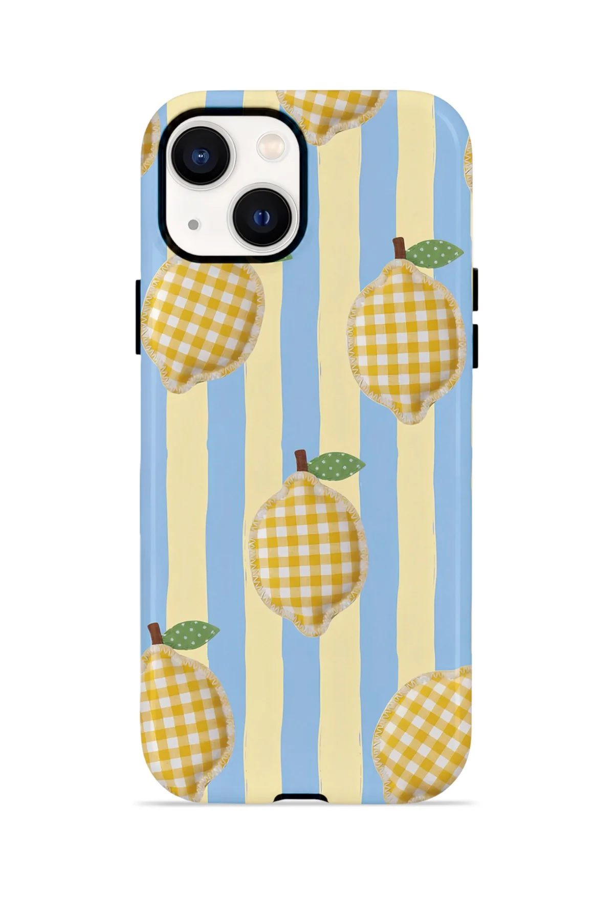 iPhone 14 Plus Vorian Çift Katmanlı MagSafe Kılıf Gingham Lemon Grove