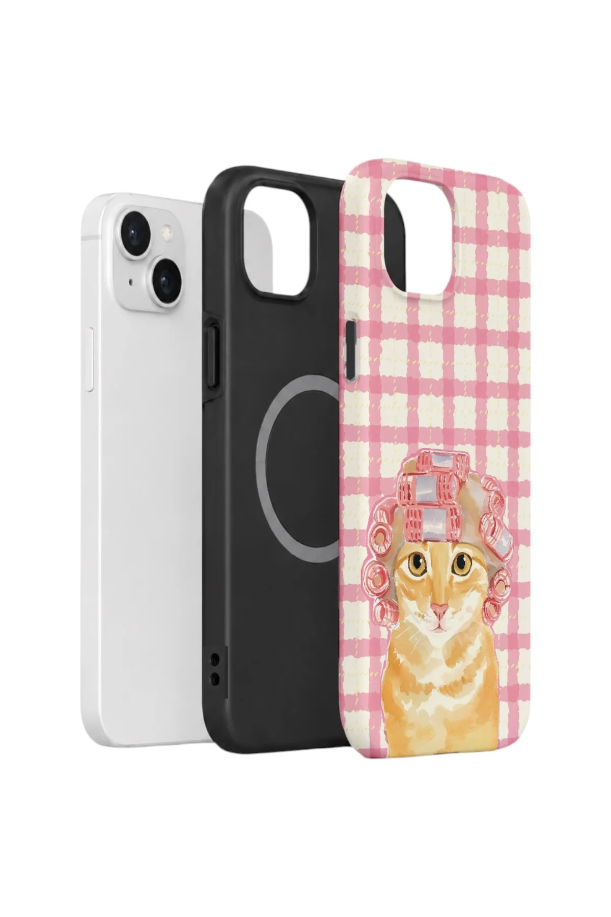 iPhone 14 Plus Vorian Çift Katmanlı MagSafe Kılıf Pink Picnic Cat