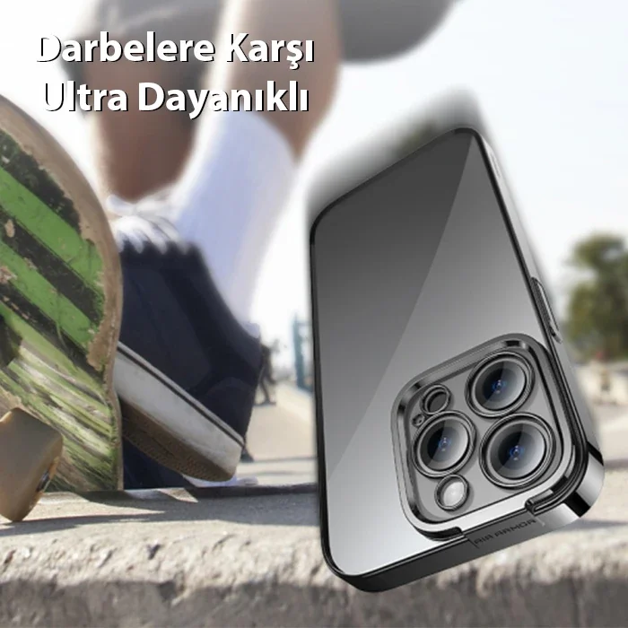 iPhone 14 Pro 6.1 Kılıf Seti - Glitter Renkli Silikon Kenarlı Darbeye Dayanıklı Koruyucu + Temper Cam Ekran Koruyucu