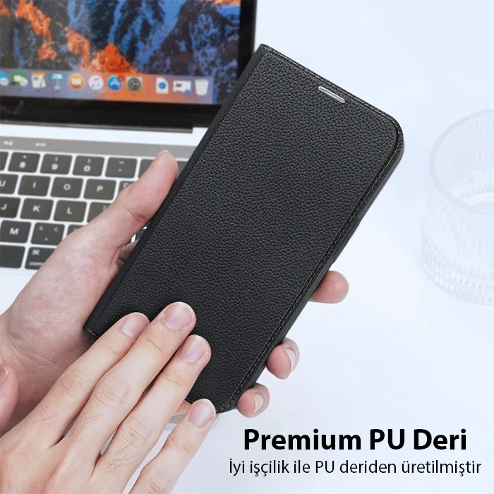 iPhone 14 Pro 6.1 Kılıf - Manyetik PU Deri Kapaklı 360° Koruma