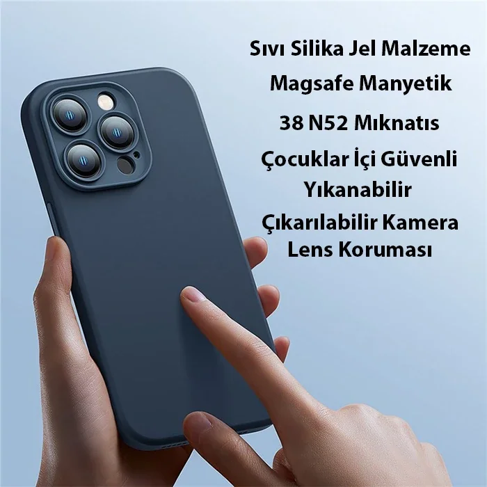 iPhone 14 Pro 6.1 Magsafe Silikon Kılıf + Cam Ekran Koruyucu Set - Darbeye Dayanıklı Full Koruma