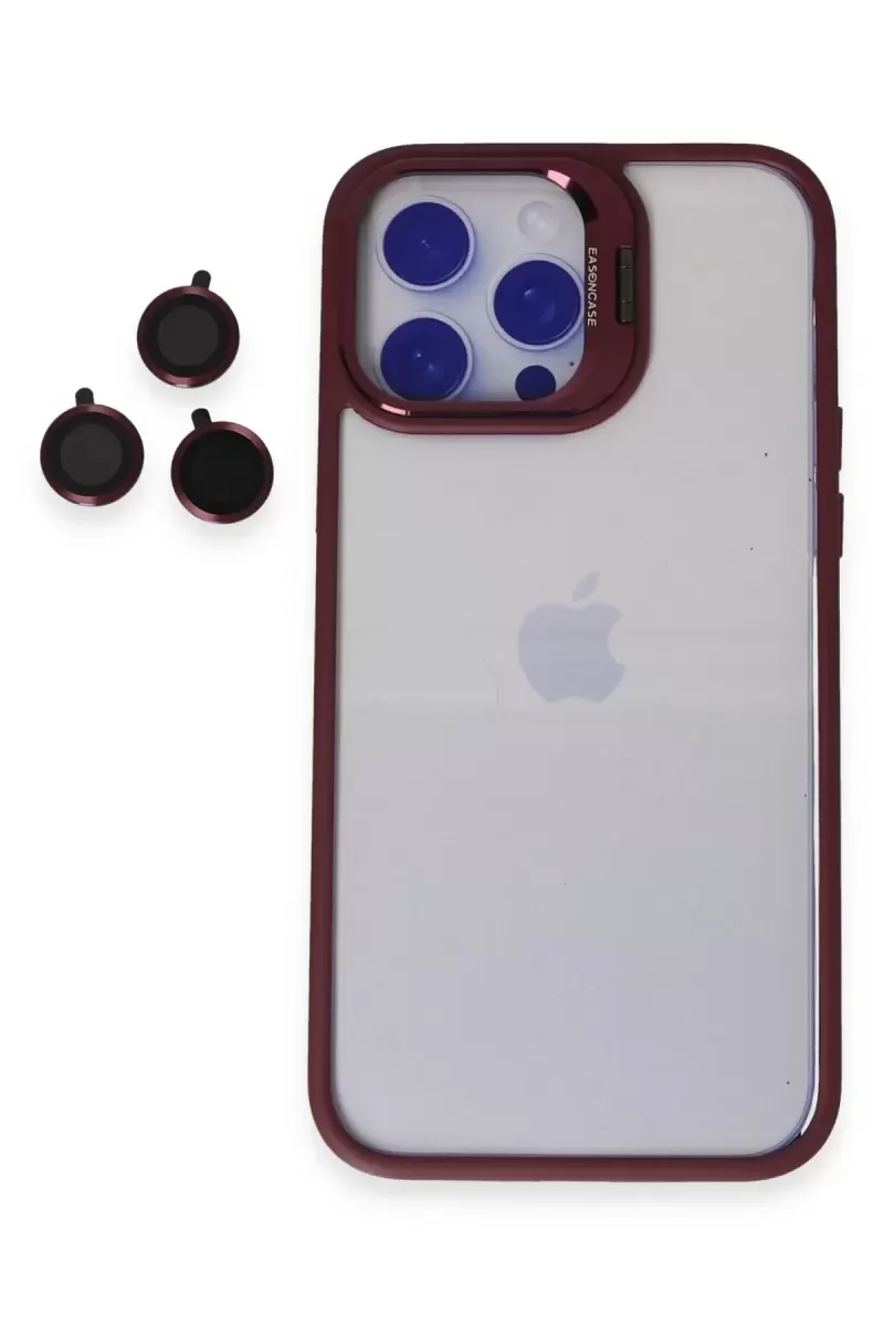 iPhone 14 Pro ile Uyumlu Roblox Lens Standlı Kapak - Bordo
