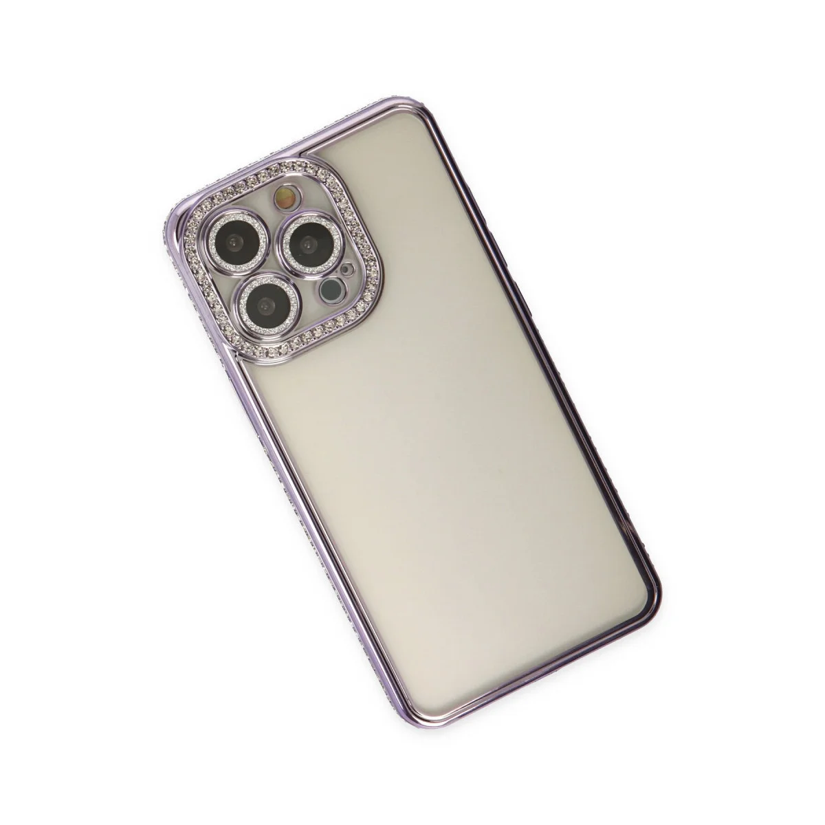 iPhone 14 Pro Joke Taşlı Silikon Kılıf - Mor