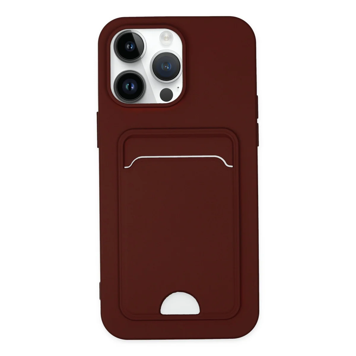 iPhone 14 Pro Kelvin Kartvizitli Silikon Kılıf - Bordo - Mat ve Çizilmez