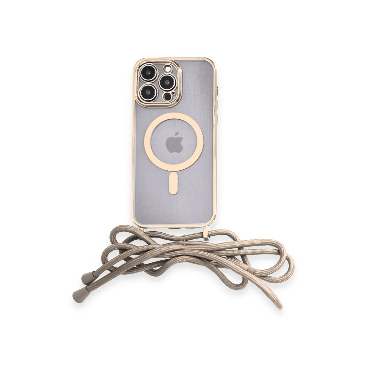iPhone 14 Pro Kılıf - Divo Lazer Askılı Magsafe Kapak (Gold)