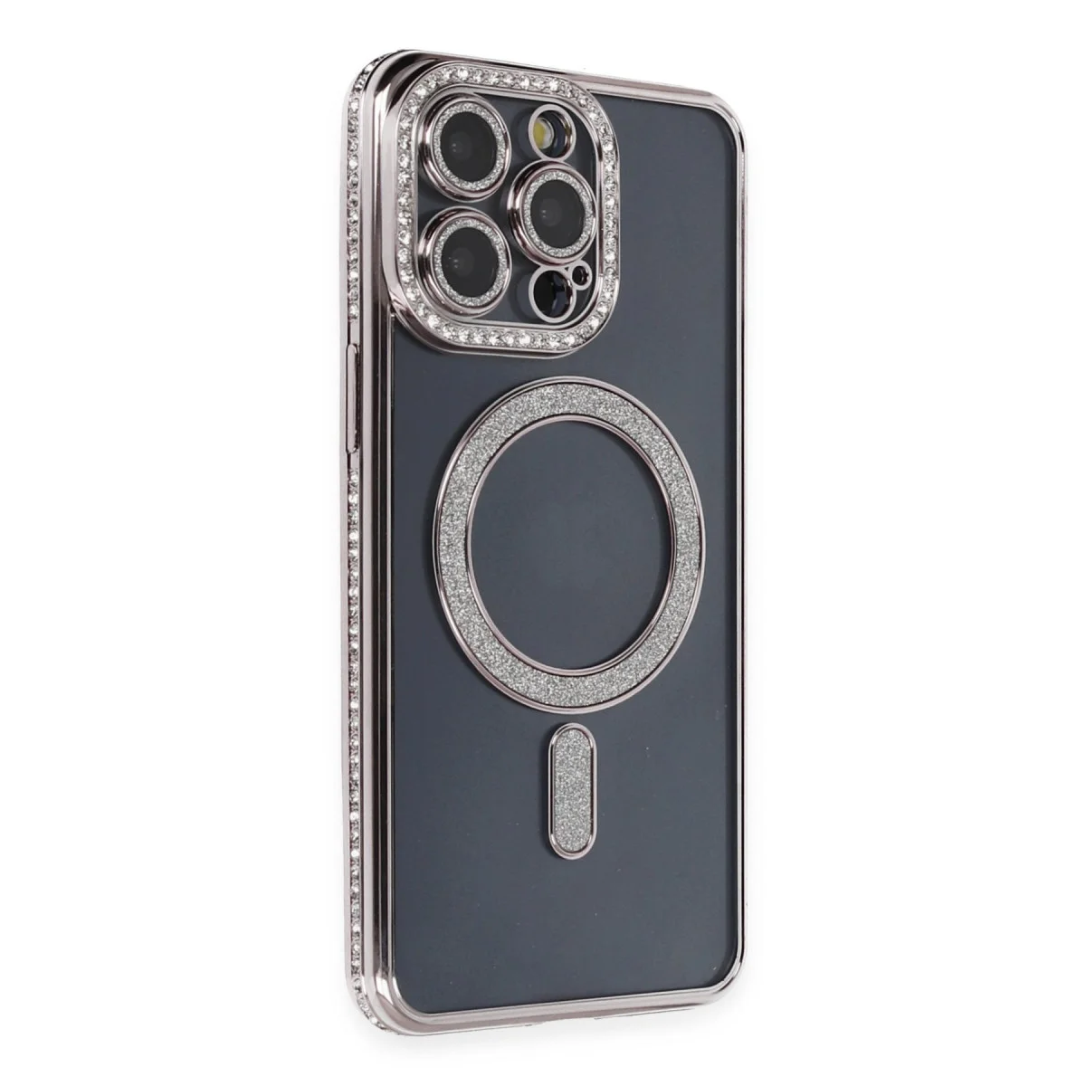 iPhone 14 Pro Kılıf Joke Simli Magneticsafe - Gri | Şık ve Dayanıklı Koruma