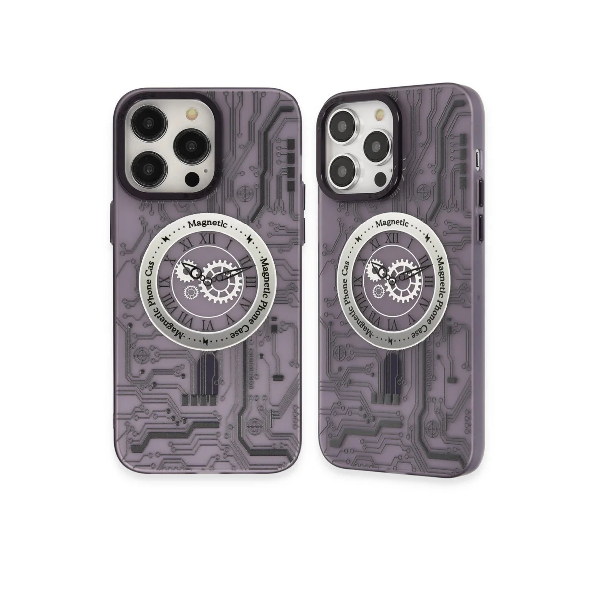 iPhone 14 Pro Kılıf Apollo Magneticsafe Desenli Kapak - Mor | Manyetik Şarj Uyumlu