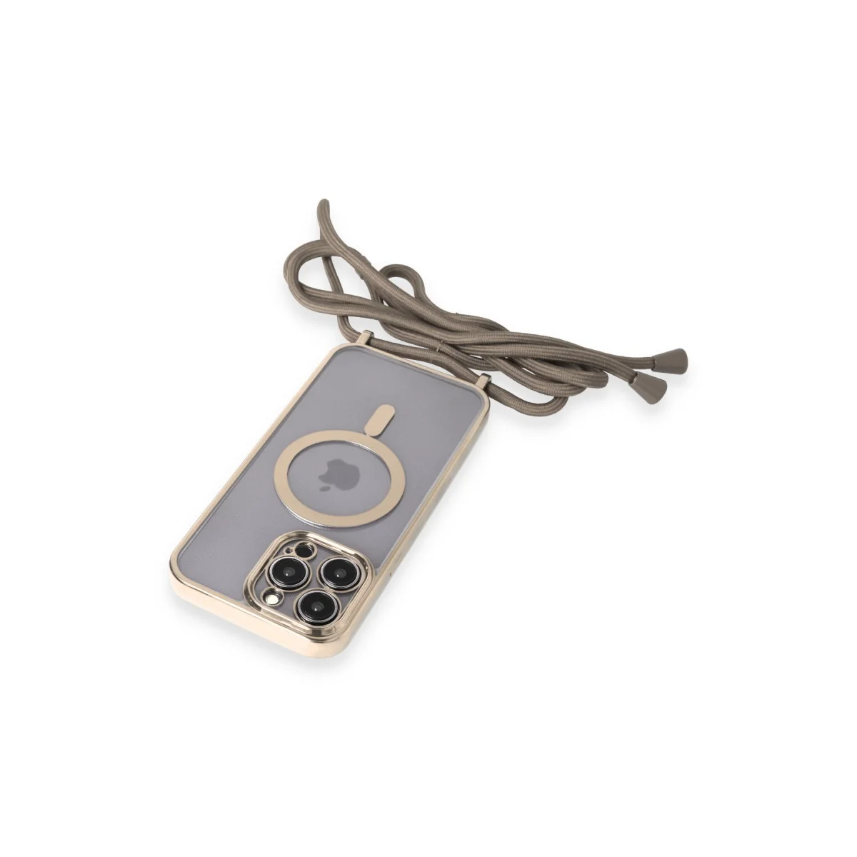iPhone 14 Pro Kılıf - Divo Lazer Askılı Magsafe Kapak (Gold)