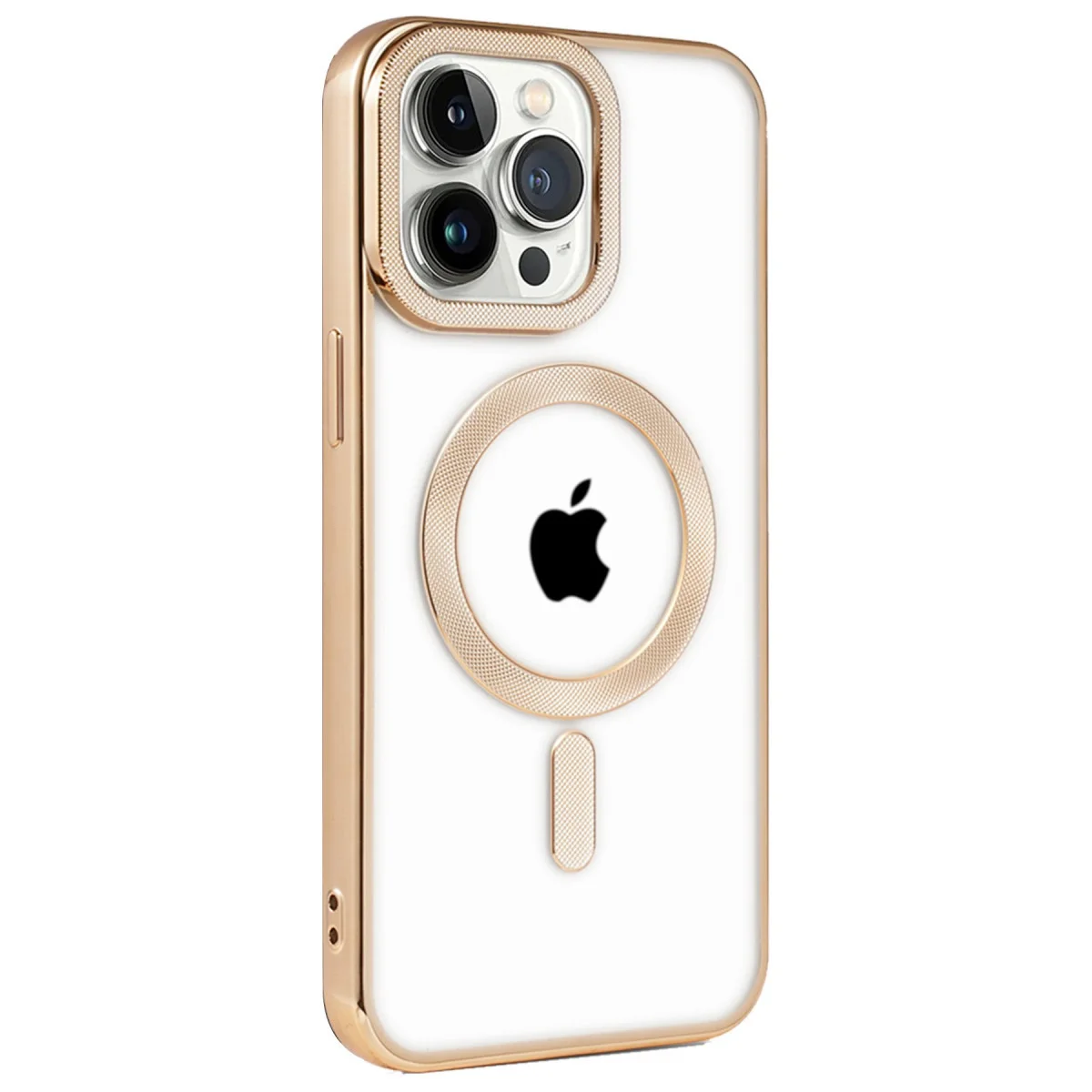 iPhone 14 Pro Kılıf - Kronos Magsafe Kapak, Gold (Koruma ve Tasarım Bir Arada)