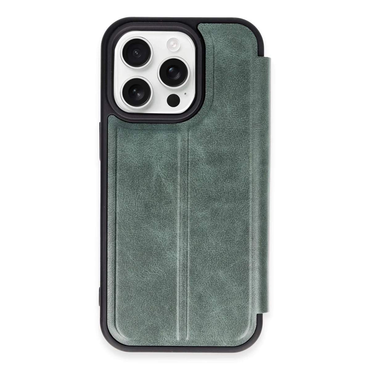 iPhone 14 Pro Kılıf Flip Cover - Koyu Yeşil Premium Koruma
