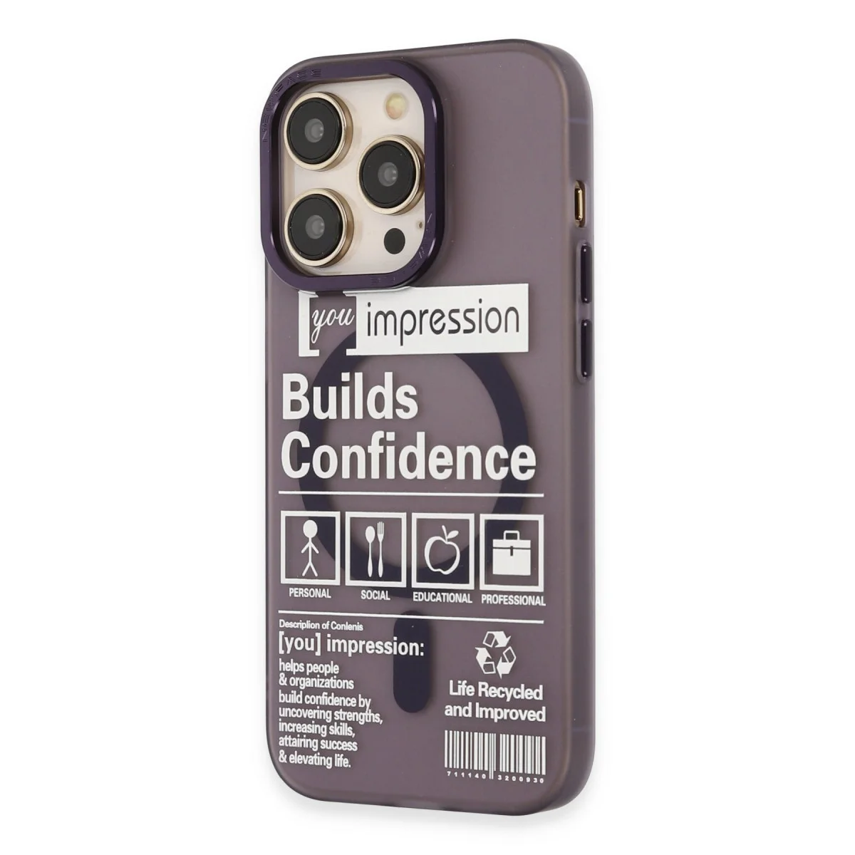 iPhone 14 Pro Kılıf Apollo Magneticsafe - Desenli Mor Kapak