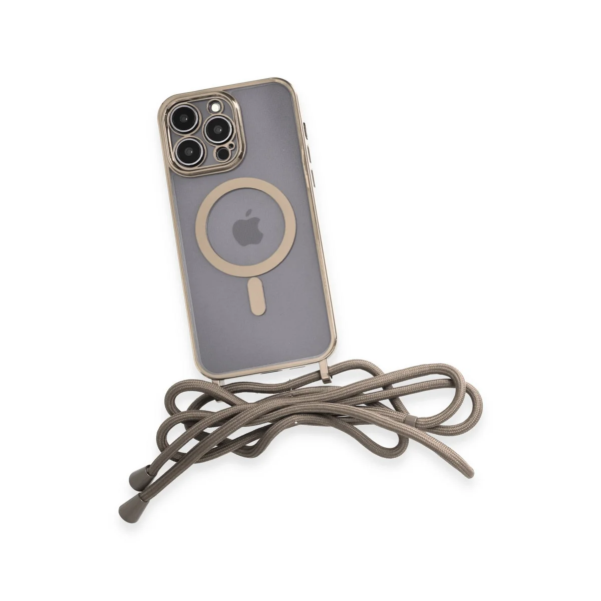iPhone 14 Pro Kılıf - Divo Lazer Askılı Magsafe Kapak (Gold)