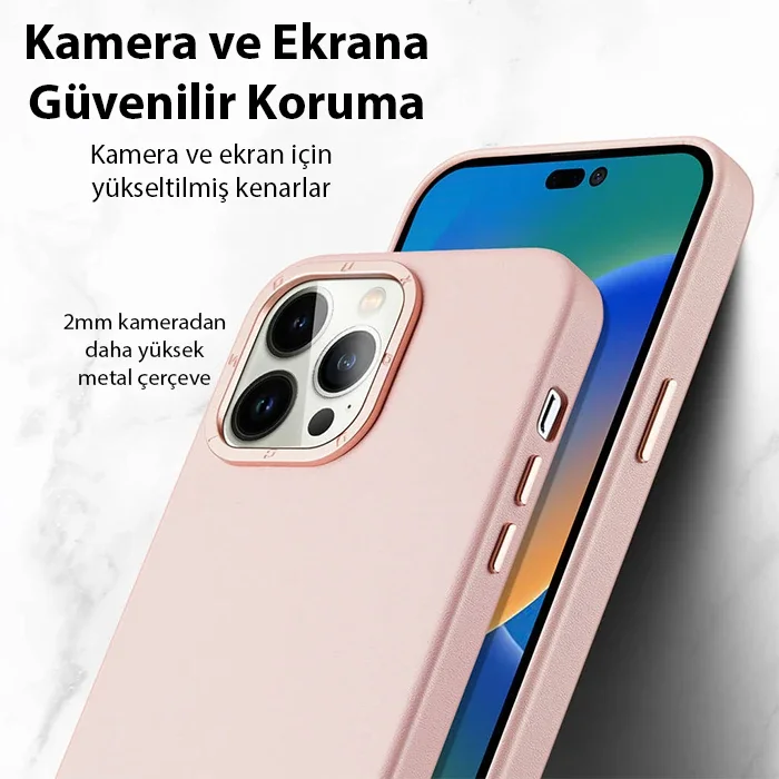 iPhone 14 Pro Kılıfı Premium MagSafe Deri Kılıf - Darbeye Dayanıklı Şarj Keyfi