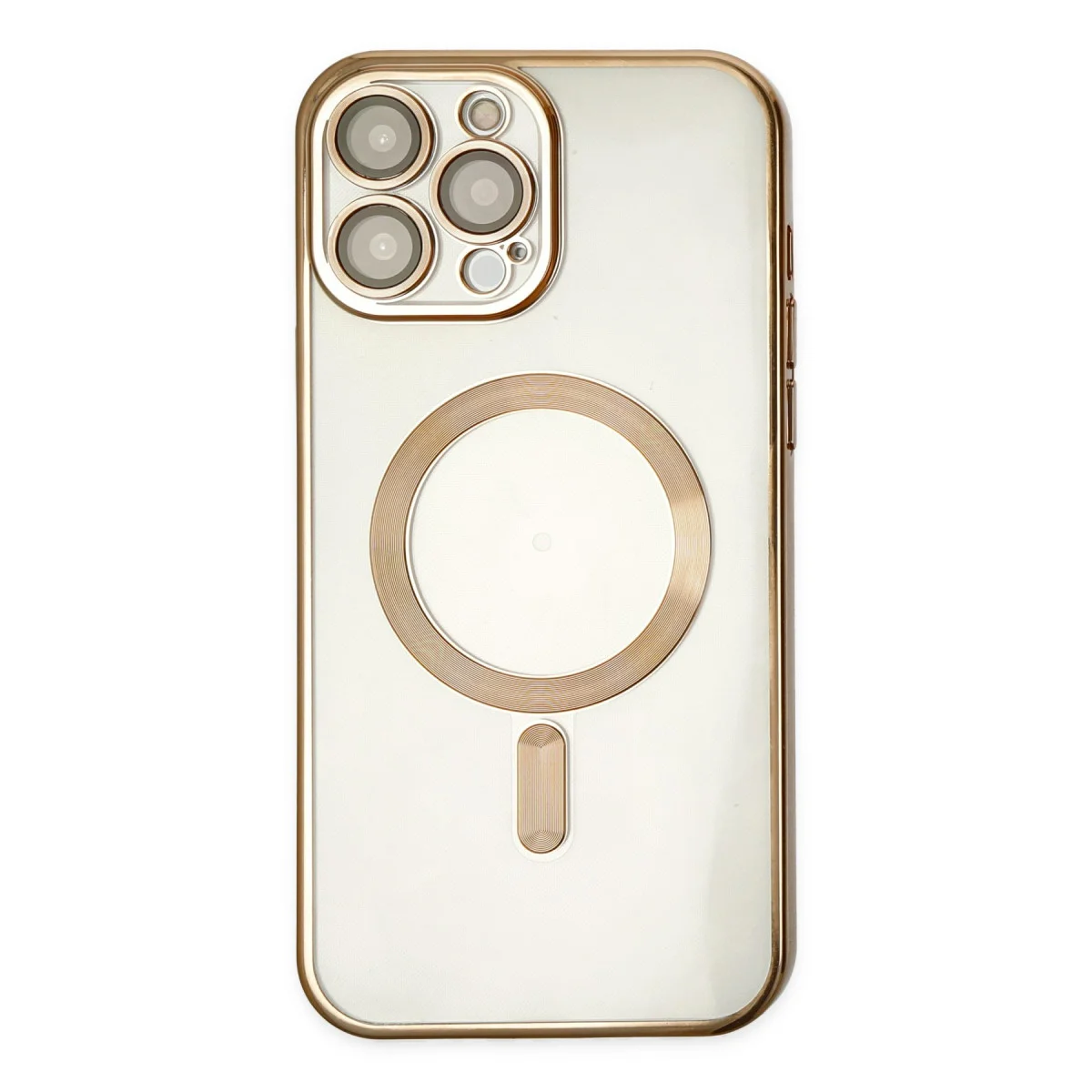 iPhone 14 Pro Kross Magneticsafe Şeffaf Altın Kılıf - MagSafe Uyumlu, 360° Koruma