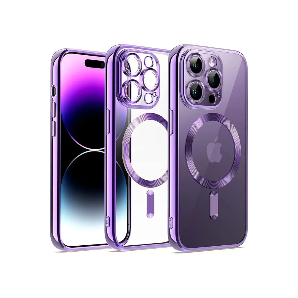 iPhone 14 Pro Kross Magneticsafe Kapak - Mor, Şeffaf ve Tam Koruma