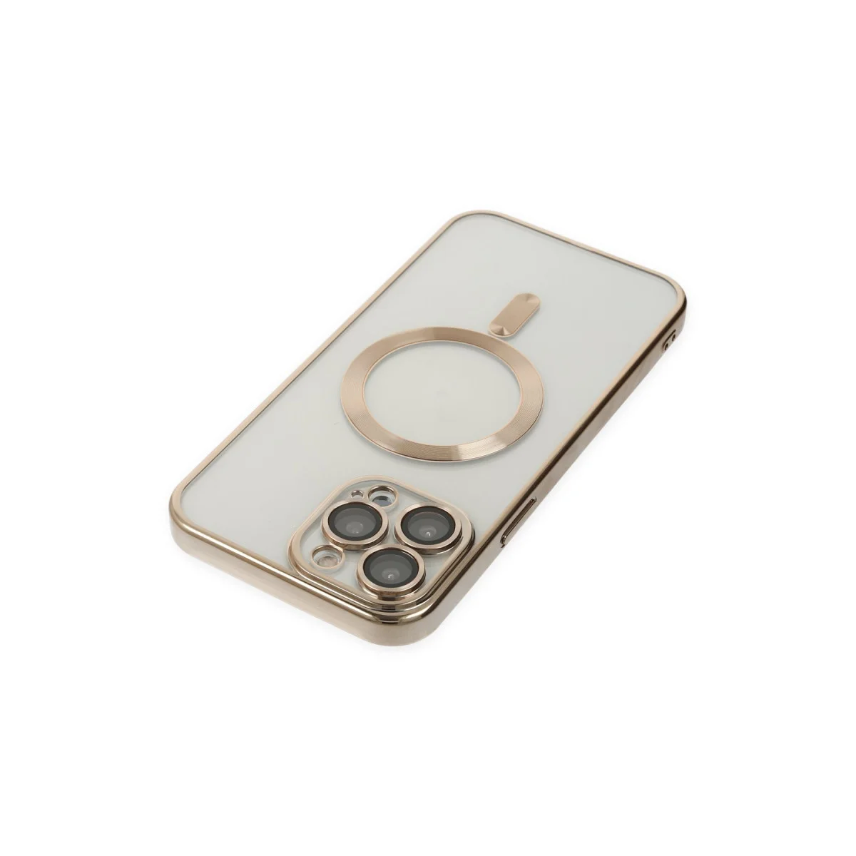 iPhone 14 Pro Kross Magneticsafe Şeffaf Altın Kılıf - MagSafe Uyumlu, 360° Koruma
