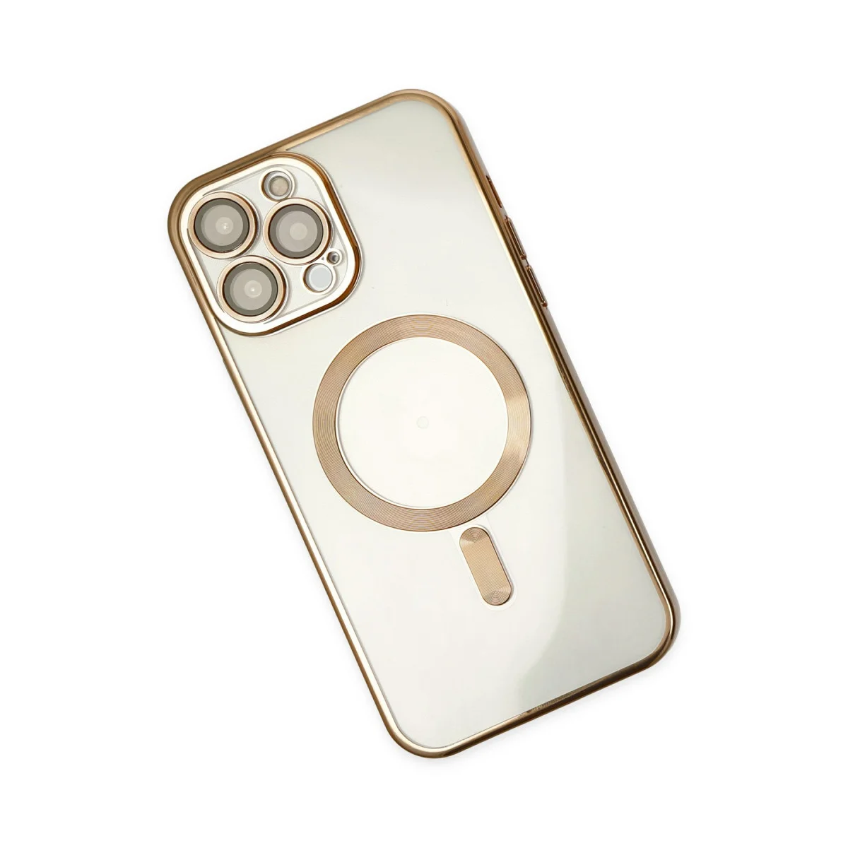 iPhone 14 Pro Kross Magneticsafe Şeffaf Altın Kılıf - MagSafe Uyumlu, 360° Koruma