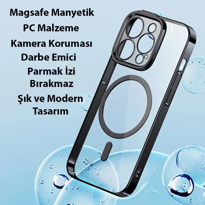 iPhone 14 Pro Max 6.7" Magsafe Silikon Kılıf & Cam Ekran Koruyucu Seti - Antimikrobiyal Parmak İzisiz