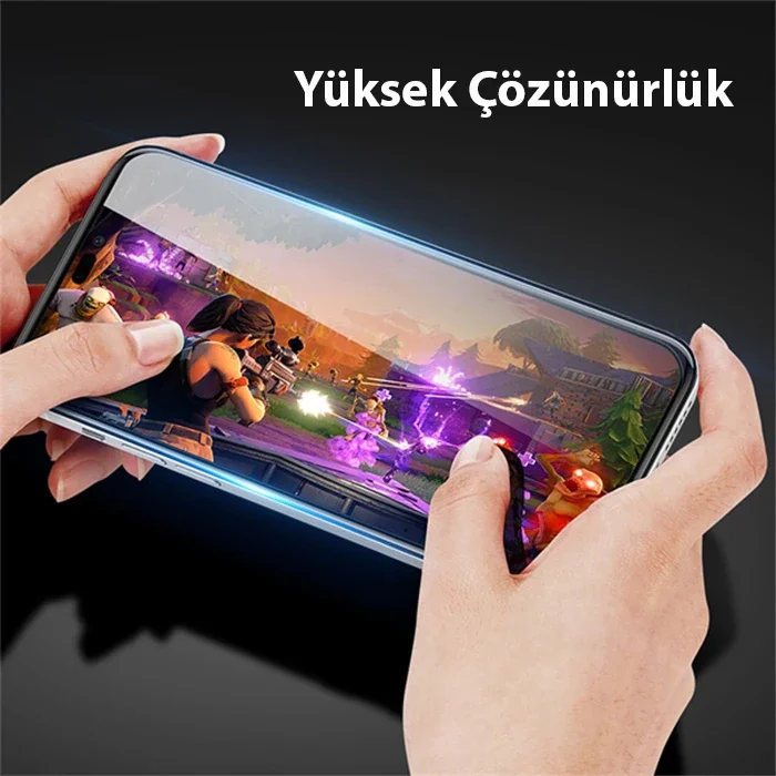 iPhone 14 Pro Max 6.7” Tam Kaplamalı 9H Cam Ekran Koruyucu – Çizilmez Patlamaz