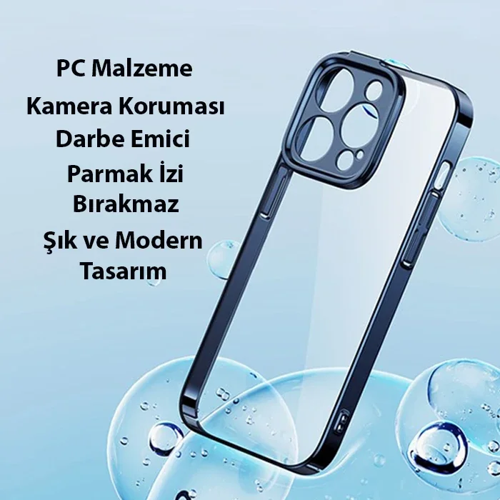 iPhone 14 Pro Max 6.7" Kılıf Seti - Parlak Kenar Silikon + Temper Cam (Mavi) iPhone 14 Pro Max 6.7" Kılıf Seti - Parlak Kenar Silikon + Temper Cam (Mavi)