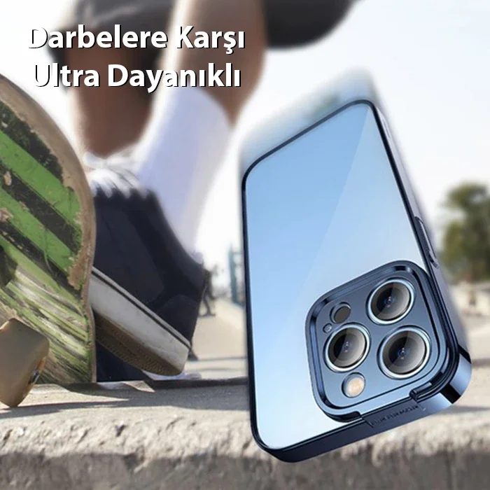 iPhone 14 Pro Max 6.7" Kılıf Seti - Parlak Kenar Silikon + Temper Cam (Mavi) iPhone 14 Pro Max 6.7" Kılıf Seti - Parlak Kenar Silikon + Temper Cam (Mavi)
