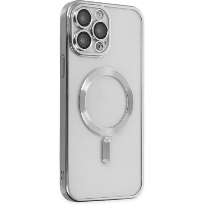 iPhone 14 Pro Max 6.7" MagSafe Lazer Çerçeveli Silikon Kılıf - Renkli Kenarlı