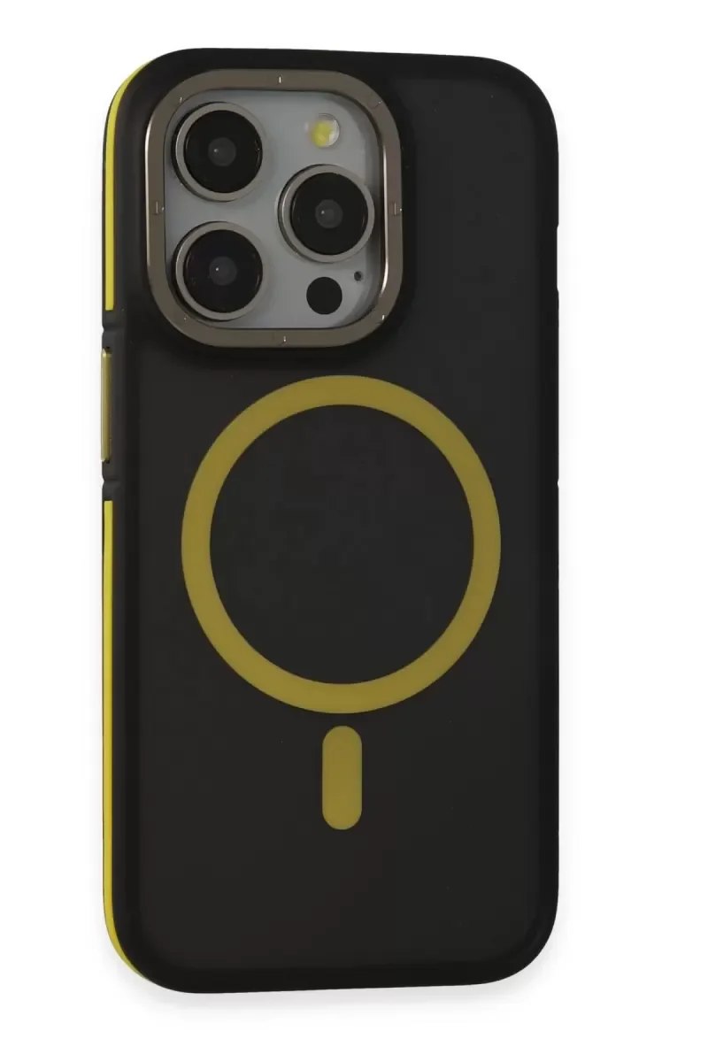 iPhone 14 Pro Max ile Uyumlu Rocky Magsafe Kılıf - Siyah/Sarı