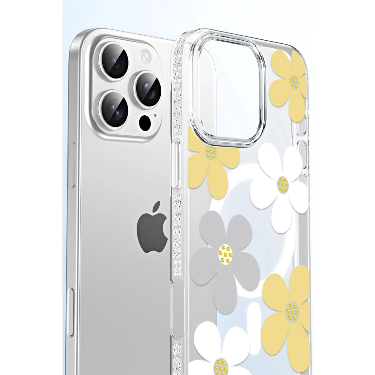 iPhone 14 Pro Max ile Uyumlu Floral Magsafe Kılıf - Pembe Işıltılı Çiçek Desenli Darbe Korumalı Şeffaf Kapak Fiyatı, Yorumları ve Özellikleri