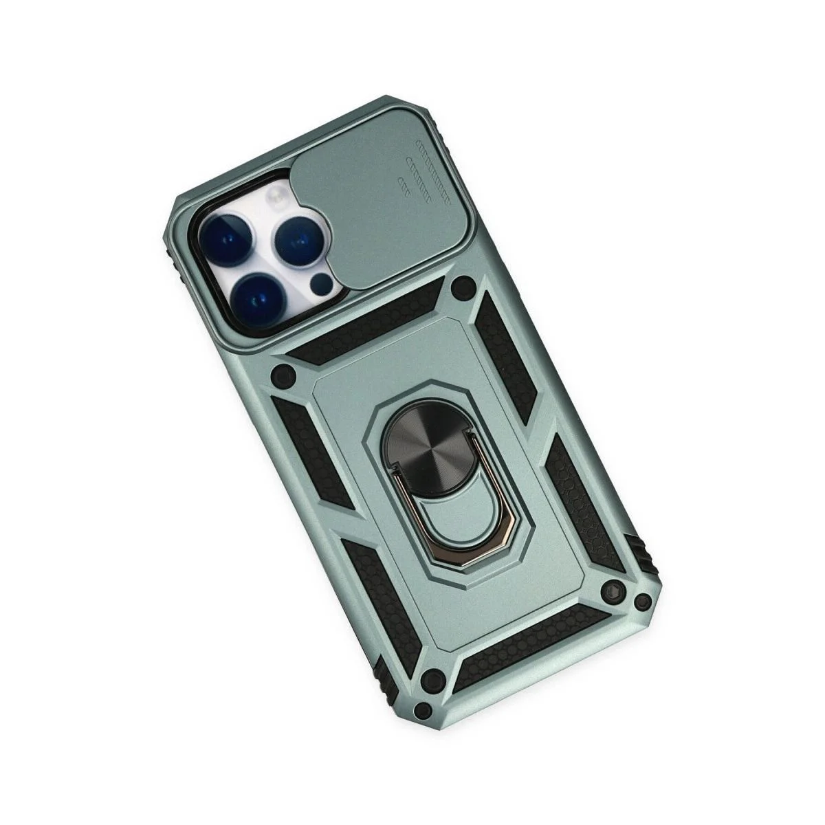 iPhone 14 Pro Max ile Uyumlu Lens Yüzüklü Silikon Kılıf - Yeşil, Darbe Korumalı, Stand Özellikli Fiyatı, Yorumları ve Özellikleri