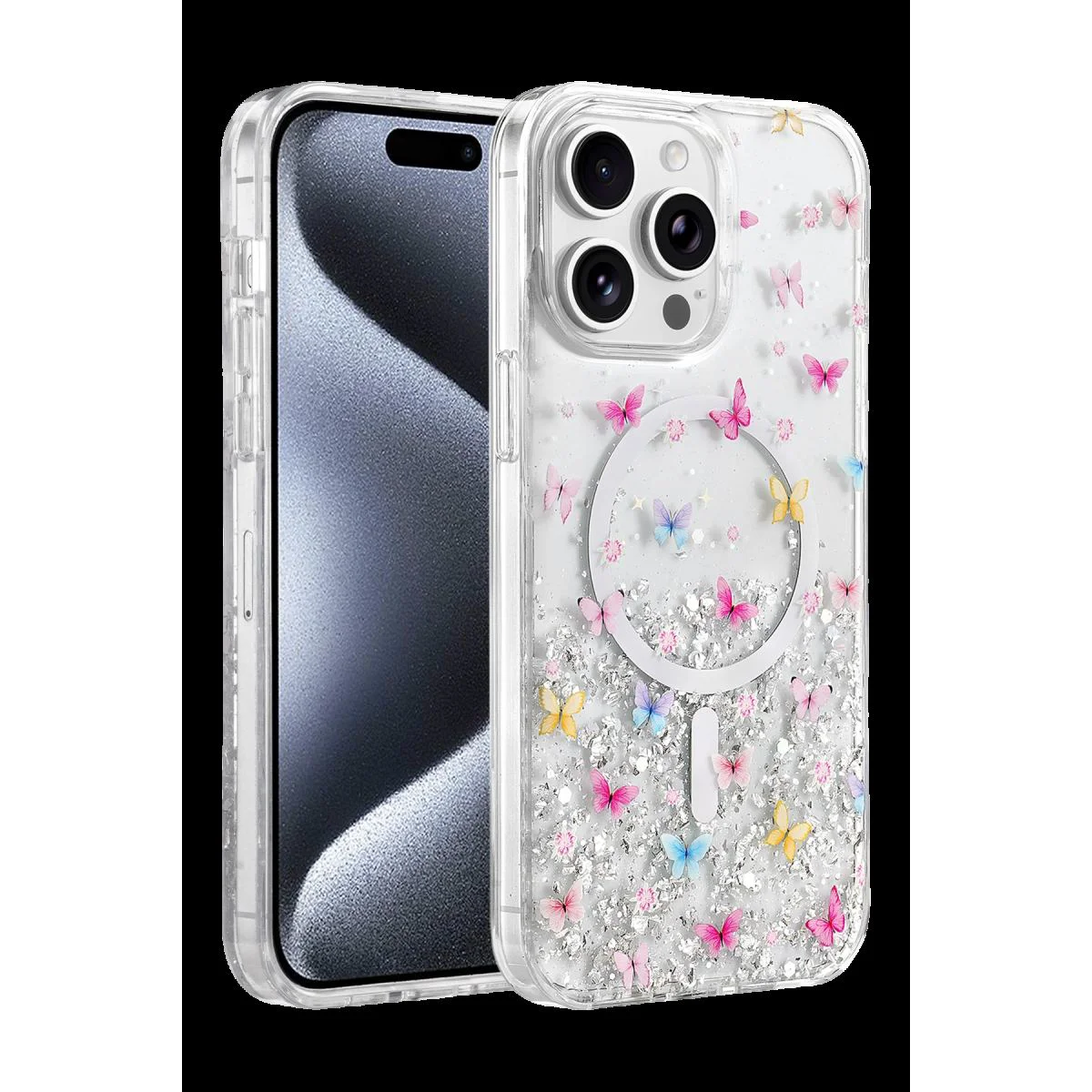 iPhone 14 Pro Max ile Uyumlu Misk Simli Magsafe Kılıf - Kristal Şeffaf Darbe Korumalı Kapak iPhone 14 Pro Max ile Uyumlu Misk Simli Magsafe Kılıf - Kristal Şeffaf Darbe Korumalı Kapak