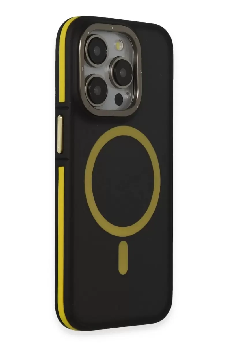 iPhone 14 Pro Max ile Uyumlu Rocky Magsafe Kılıf - Siyah/Sarı