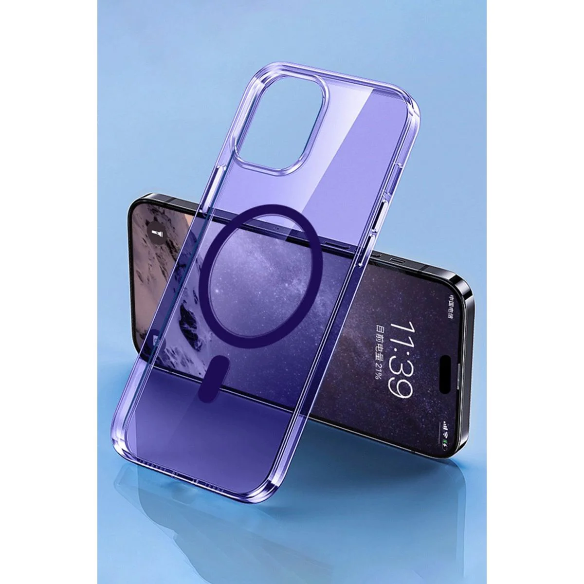 iPhone 14 Pro Max ile Uyumlu Tron Şeffaf MagSafe Kılıf - Derin Mor iPhone 14 Pro Max ile Uyumlu Tron Şeffaf MagSafe Kılıf - Derin Mor