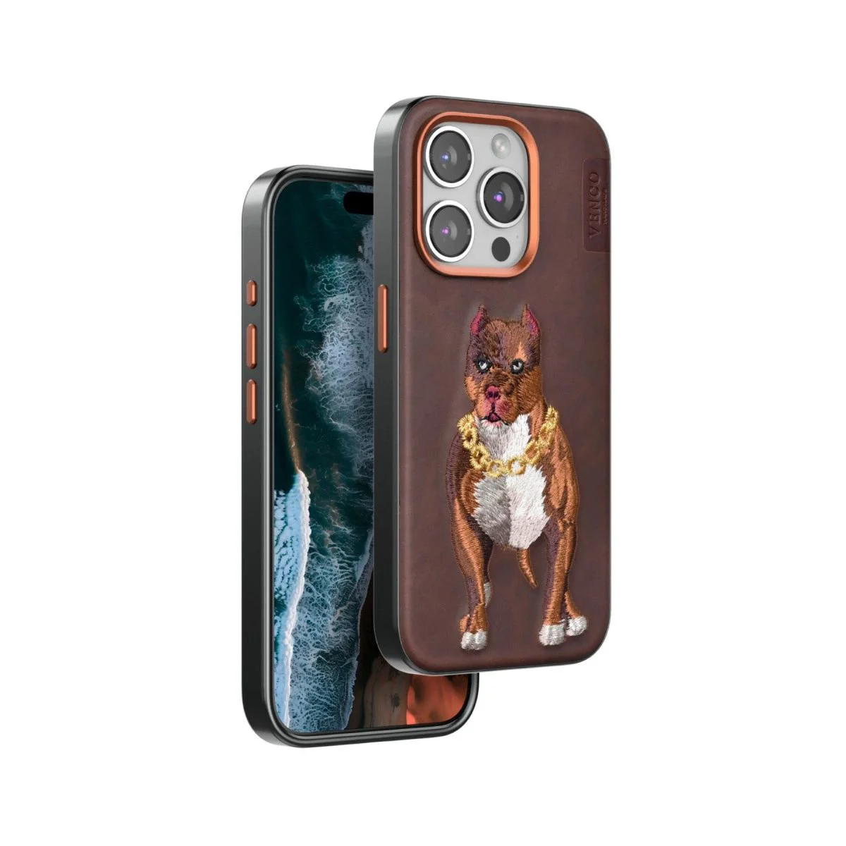 iPhone 14 Pro Max ile Uyumlu Perma Desenli Kapak - Kahverengi Deri Görünümlü Köpek Figürlü Telefon Kılıfı Fiyatı, Yorumları ve Özellikleri