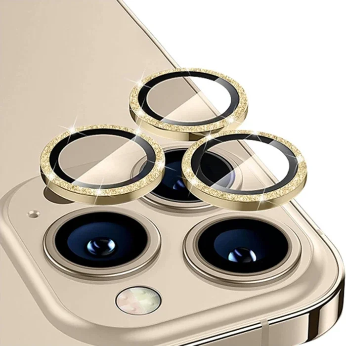 iPhone 14 Pro Max Kamera Lens Koruyucu - Diamond Taşlı Alüminyum Çerçeve