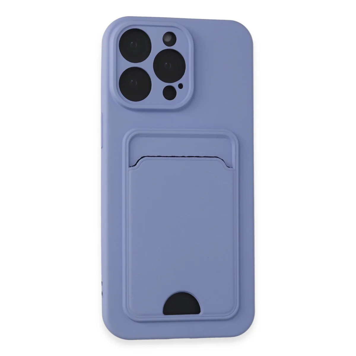 iPhone 14 Pro Max Kelvin Silikon Kılıf Lila - Kart Cebi ve Çizilmelere Karşı Premium Koruma