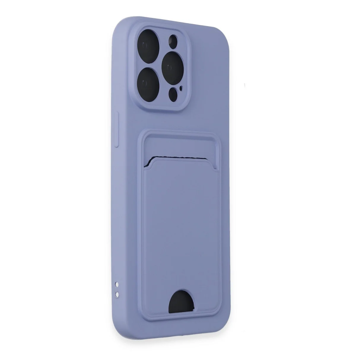 iPhone 14 Pro Max Kelvin Silikon Kılıf Lila - Kart Cebi ve Çizilmelere Karşı Premium Koruma
