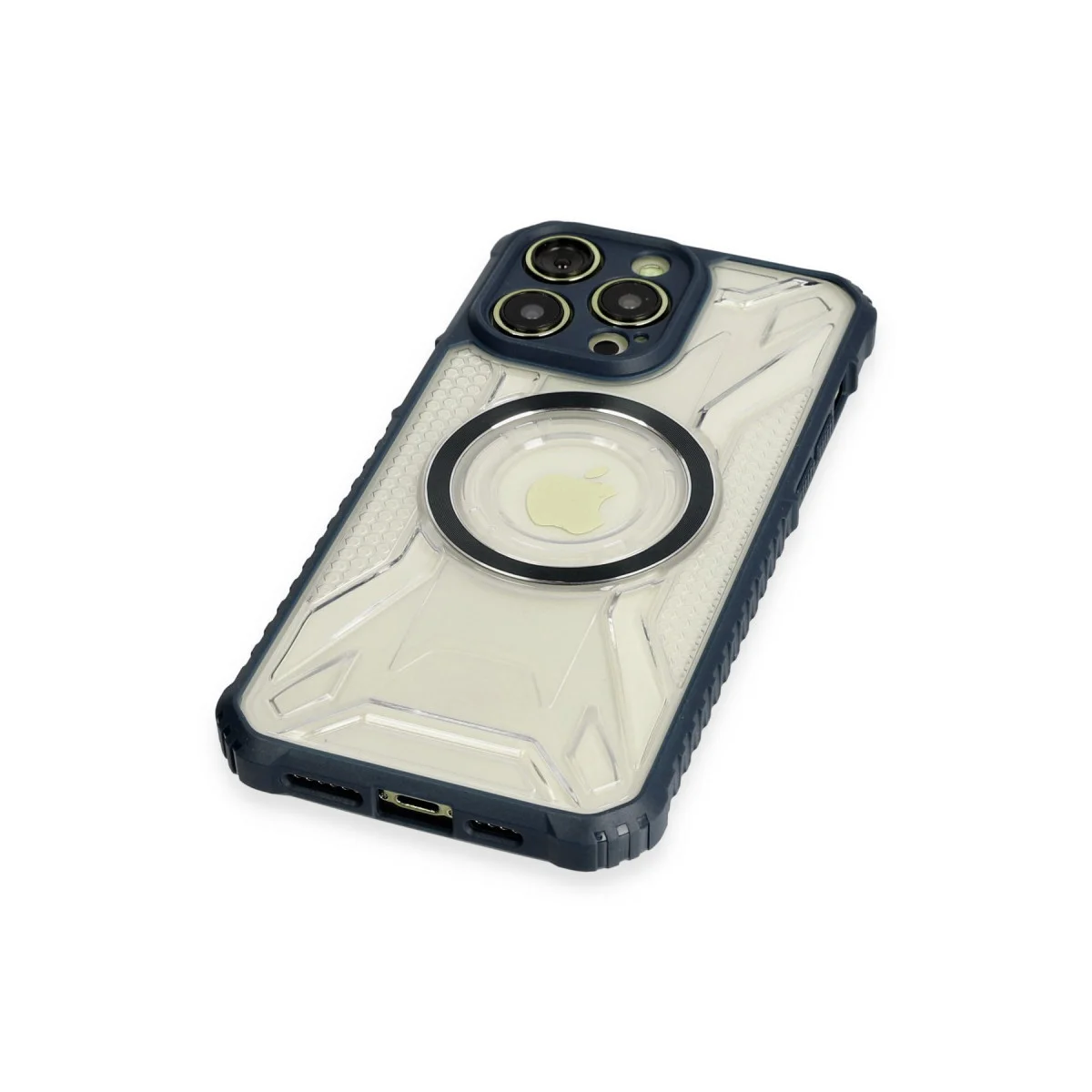 iPhone 14 Pro Max Kılıf Prag Magneticsafe - Lacivert, Kablosuz Şarj Destekli, Kamera Korumalı