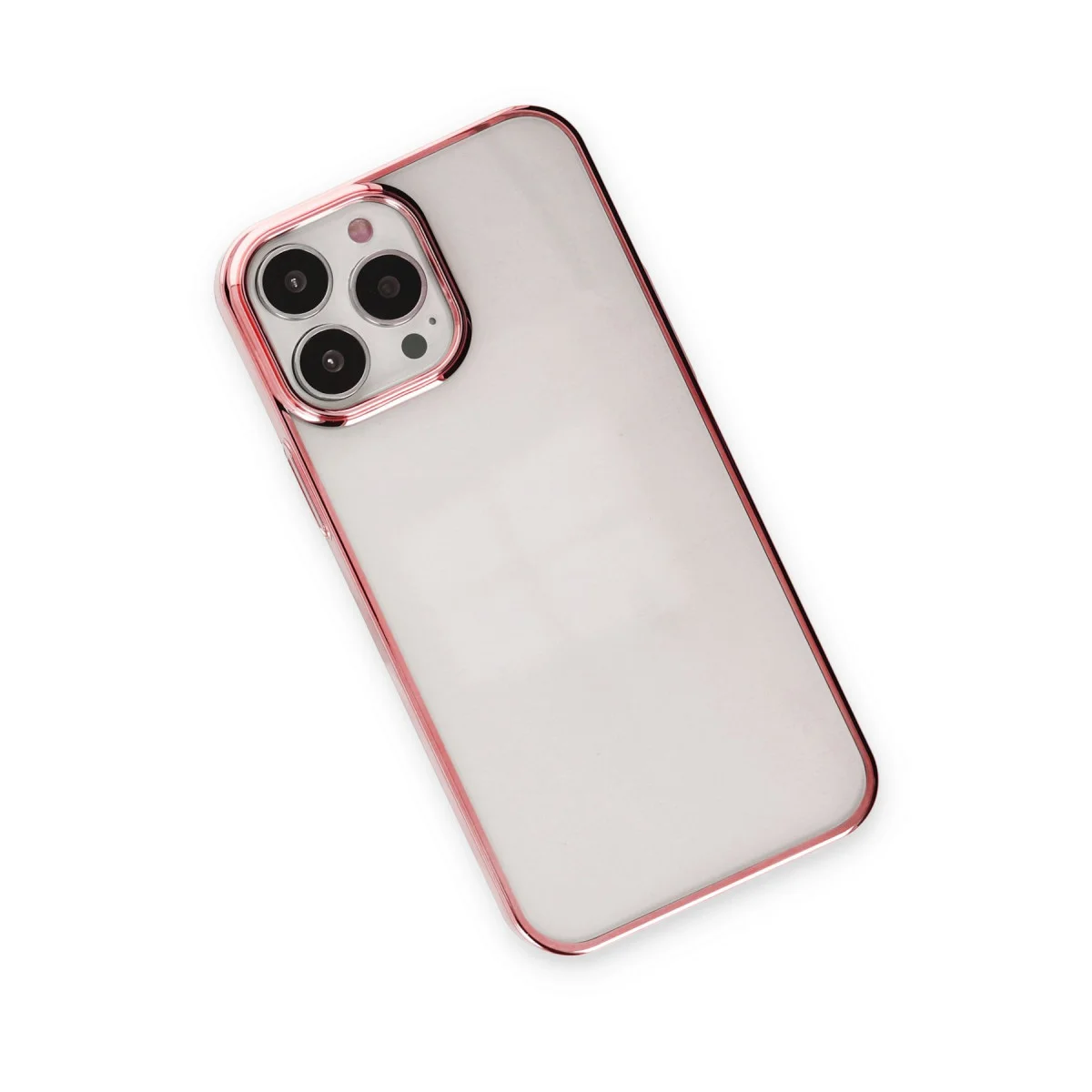 iPhone 14 Pro Max Kılıf Element Silikon - Pembe Darbe Korumalı Sert Kenarlı Şık Telefon Kılıfı