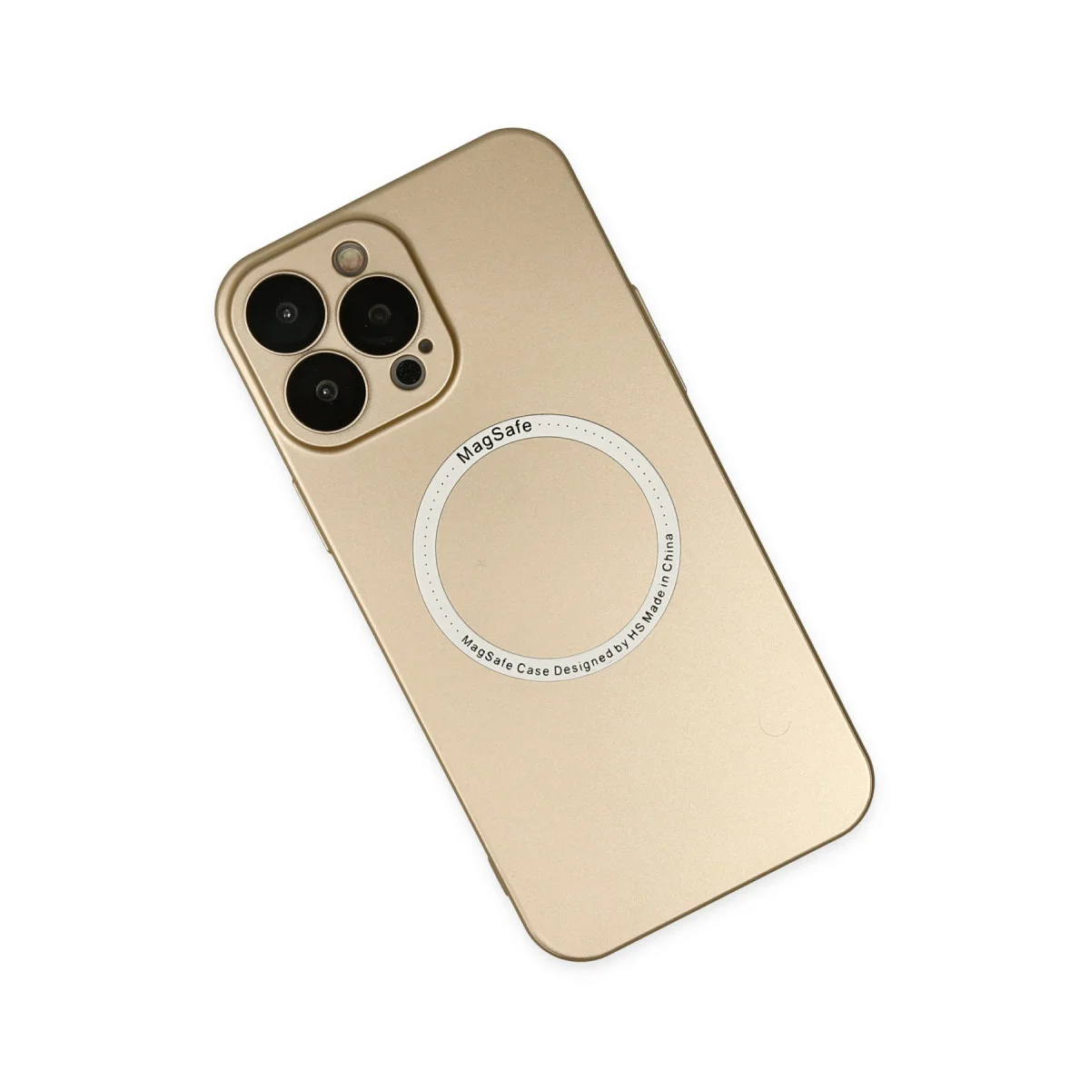 iPhone 14 Pro Max Kılıf Gold - Magsafe Destekli Silikon Lens Kılıfı