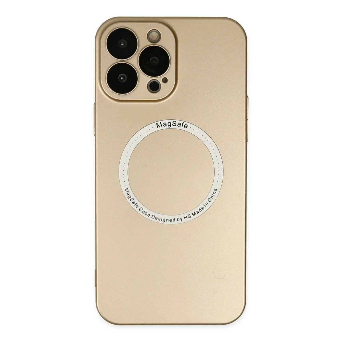 iPhone 14 Pro Max Kılıf Gold - Magsafe Destekli Silikon Lens Kılıfı