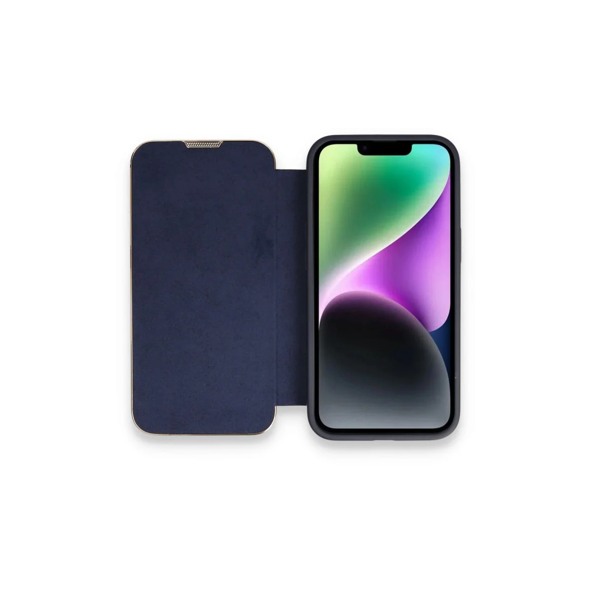 iPhone 14 Pro Max Kılıf Dolpin Kapaklı Lacivert - En Kaliteli Koruma ve Şıklık