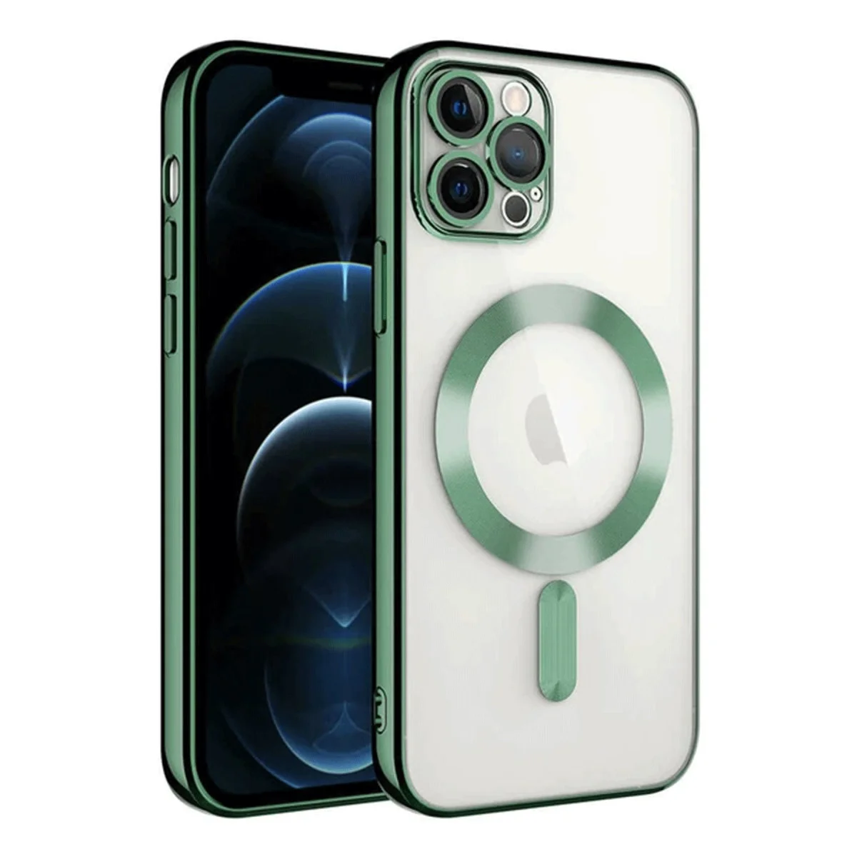 iPhone 14 Pro Max Kross Magneticsafe Kılıf - Koyu Yeşil, Ultra Şeffaf ve MagSafe Uyumlu